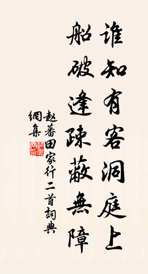 赵蕃谁知有客洞庭上，船破逢疎蔽无障书法作品欣赏