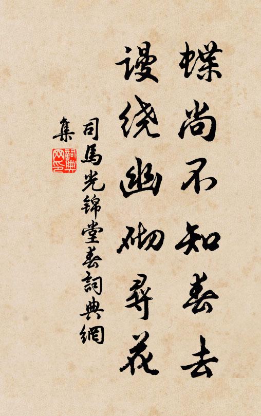 司马光蝶尚不知春去，谩绕幽砌寻花书法作品欣赏
