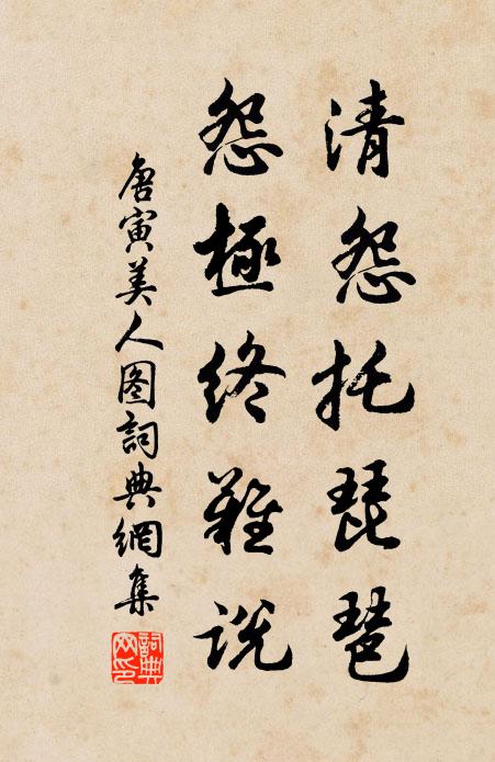 唐寅清怨托琵琶，怨极终难说书法作品欣赏