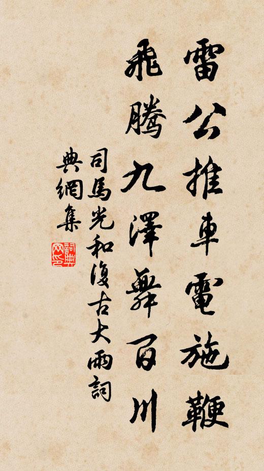 司马光雷公推车电施鞭，飞腾九泽舞百川书法作品欣赏