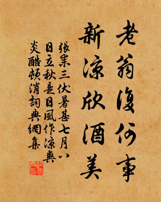 张耒老翁复何事，新凉欣酒美书法作品欣赏