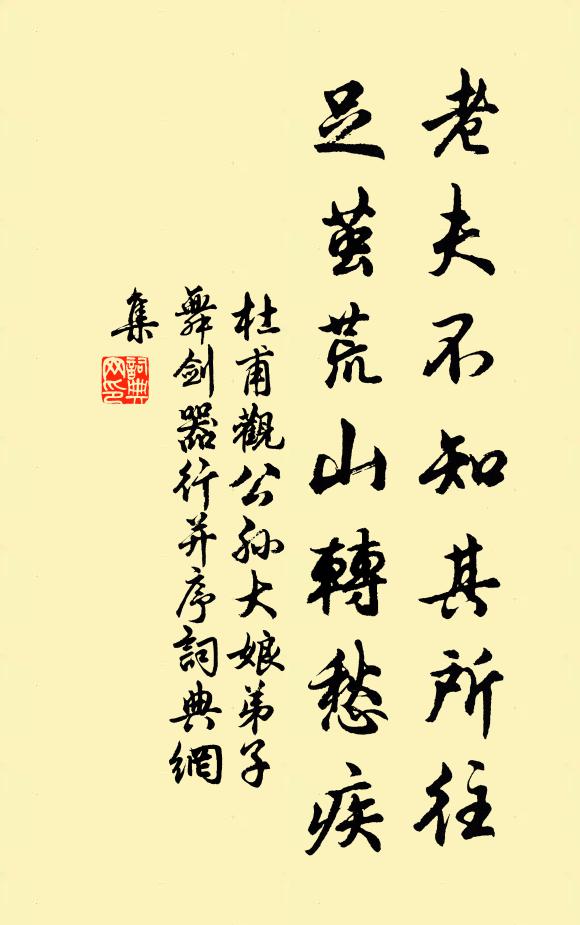 杜甫老夫不知其所往，足茧荒山转愁疾书法作品欣赏
