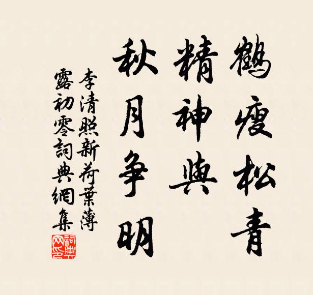 李清照鹤瘦松青，精神与、秋月争明书法作品欣赏