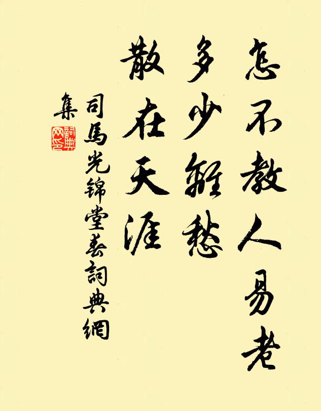 司马光怎不教人易老，多少离愁，散在天涯书法作品欣赏