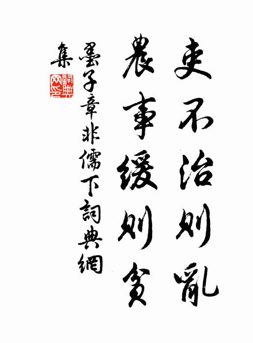 墨子吏不治则乱，农事缓则贫。书法作品欣赏