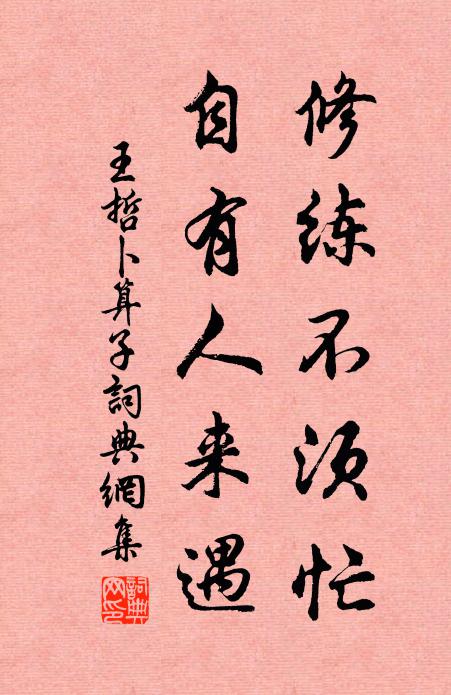 王哲修练不须忙，自有人来遇书法作品欣赏