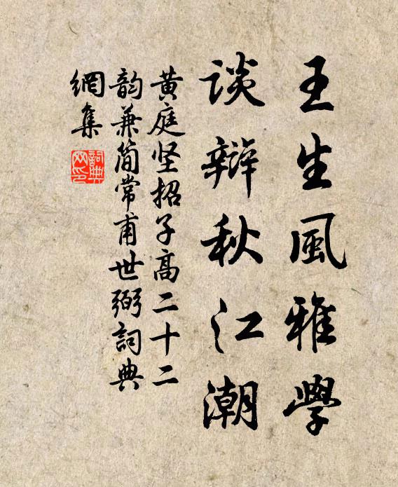 黄庭坚王生风雅学，谈辩秋江潮书法作品欣赏