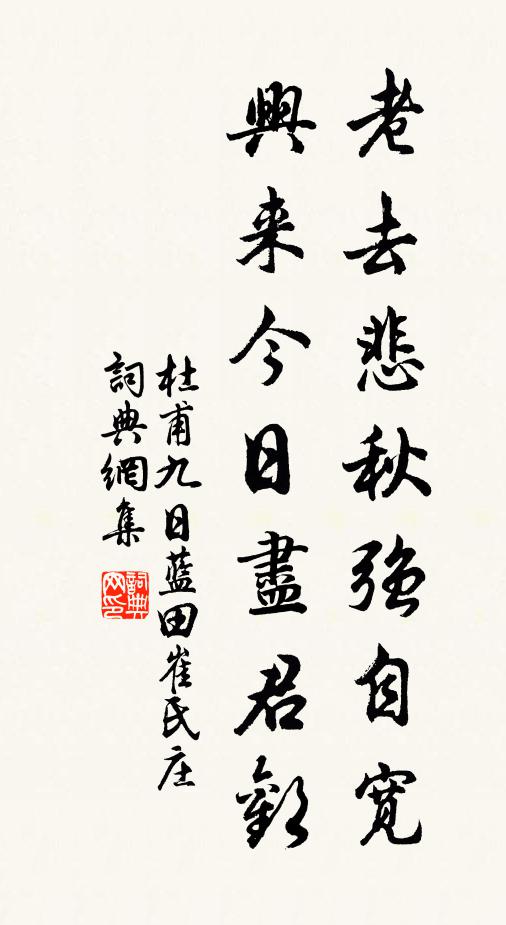 杜甫老去悲秋强自宽,兴来今日尽君欢。书法作品欣赏