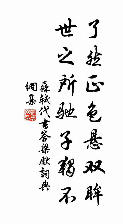 苏轼了然正色悬双眸，世之所驰子独不书法作品欣赏