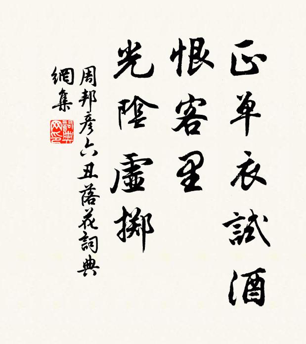 周邦彦正单衣试酒,恨客里、光阴虚掷。书法作品欣赏