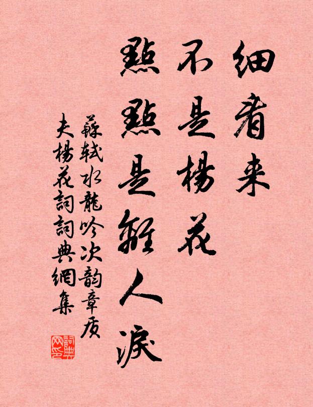 苏轼细看来,不是杨花,点点是离人泪。书法作品欣赏