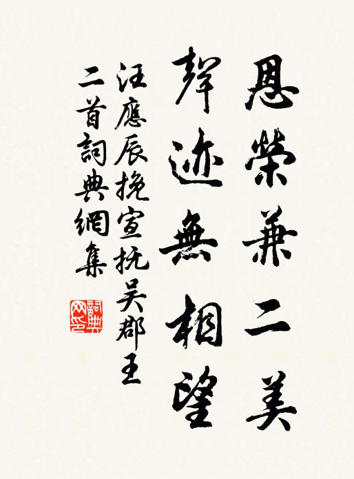 汪应辰恩荣兼二美，声迹无相望书法作品欣赏