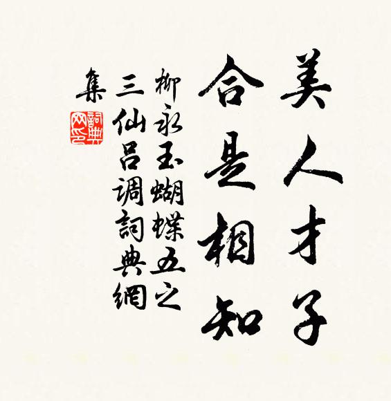 柳永美人才子，合是相知书法作品欣赏