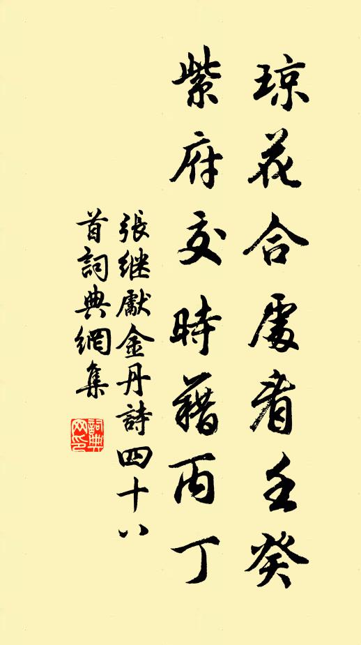 张继先琼花合处看壬癸，紫府交时藉丙丁书法作品欣赏