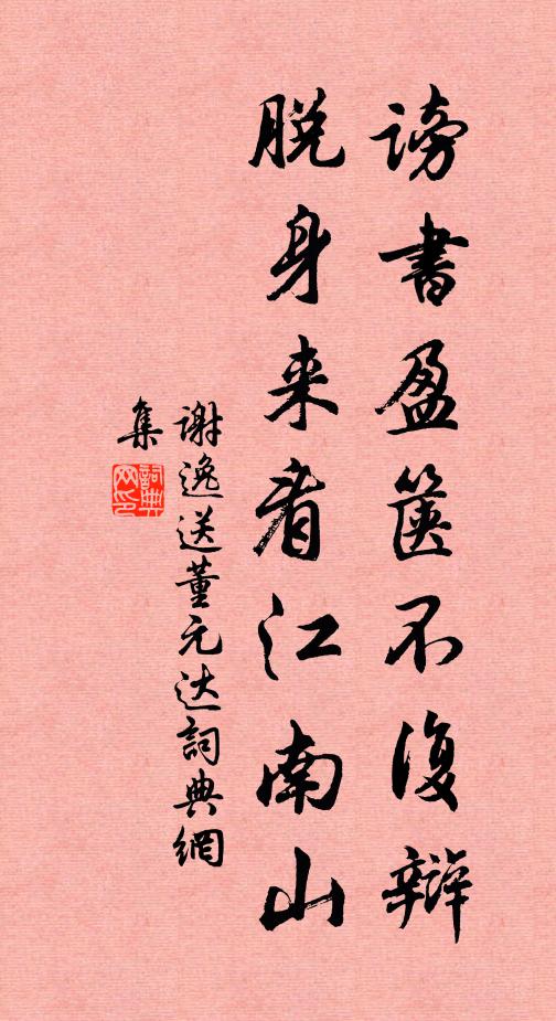 谢逸谤书盈箧不复辩,脱身来看江南山。书法作品欣赏