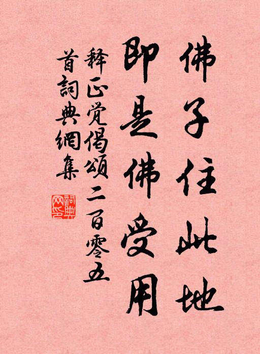 释正觉佛子住此地，即是佛受用书法作品欣赏