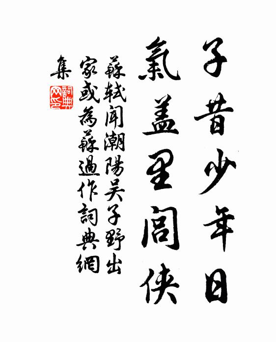 苏轼子昔少年日，气盖里闾侠书法作品欣赏