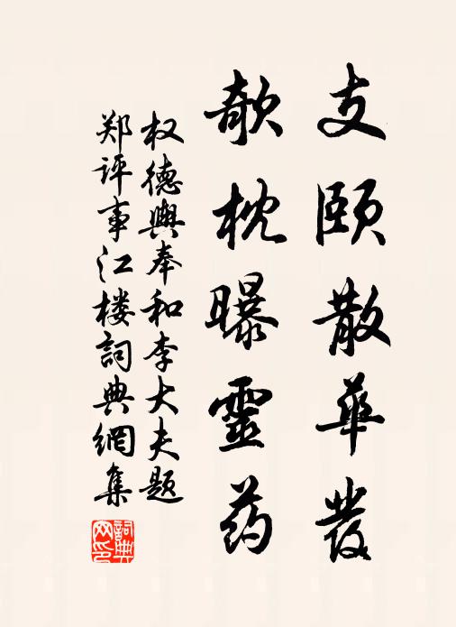 权德舆支颐散华发，欹枕曝灵药书法作品欣赏