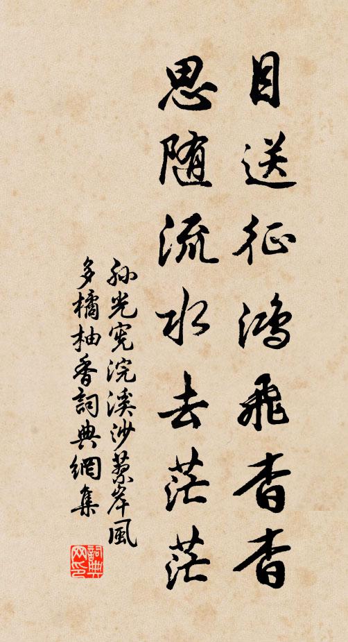 孙光宪目送征鸿飞杳杳,思随流水去茫茫。书法作品欣赏