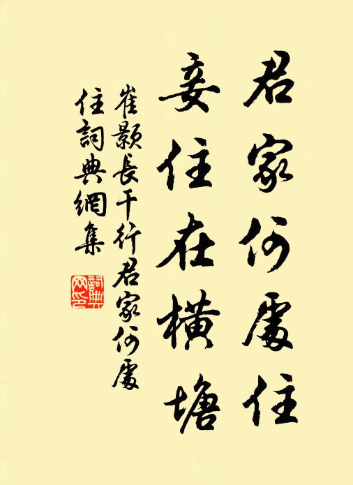 崔颢君家何处住，妾住在横塘。书法作品欣赏