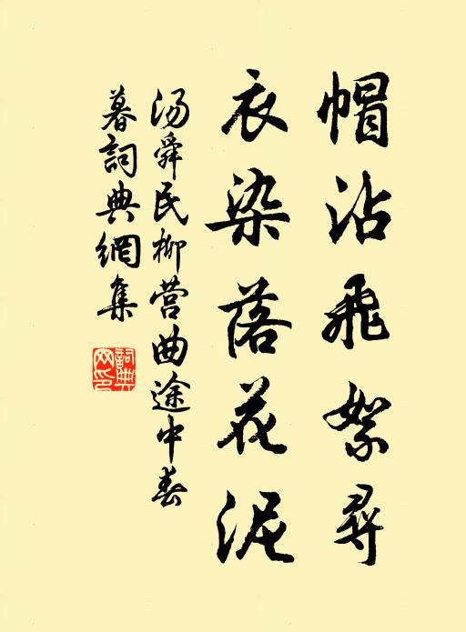 汤舜民帽沾飞絮寻,衣染落花泥书法作品欣赏