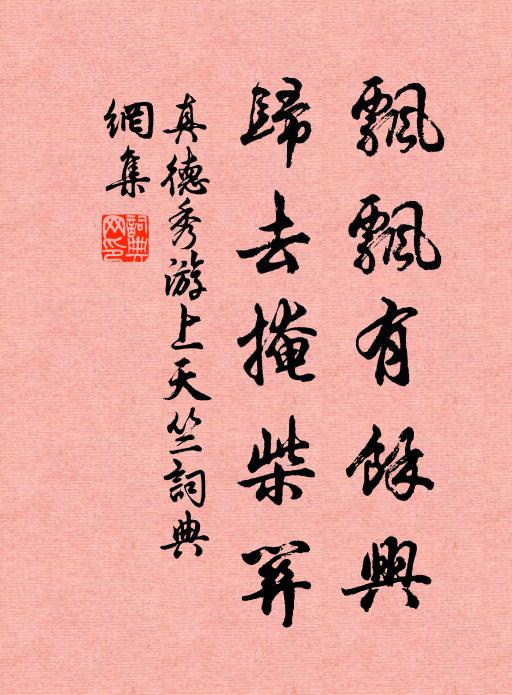 真德秀飘飘有余兴，归去掩柴关书法作品欣赏