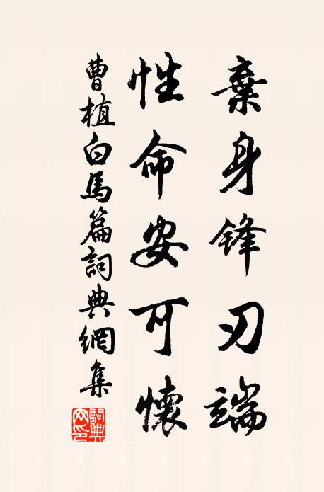 曹植弃身锋刃端，性命安可怀书法作品欣赏