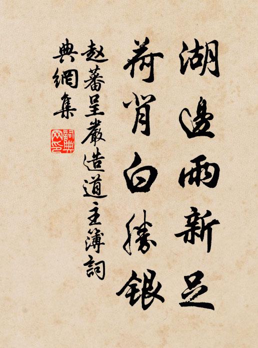 赵蕃湖边雨新足，荷背白胜银书法作品欣赏