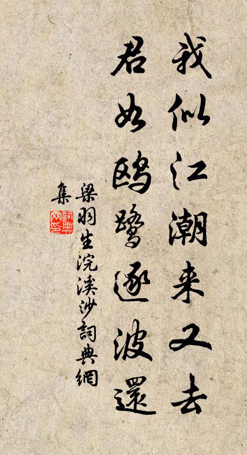 梁羽生我似江潮来又去，君如鸥鹭逐波还书法作品欣赏