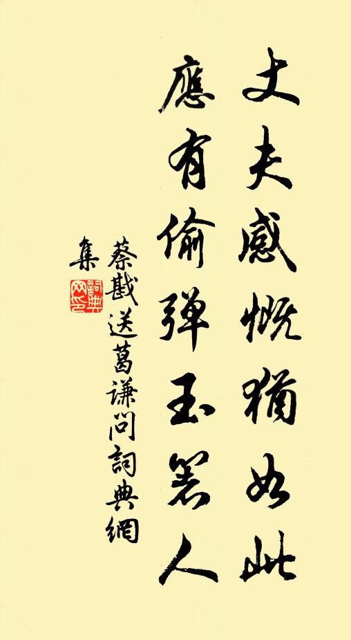 蔡戡丈夫感慨犹如此，应有偷弹玉箸人书法作品欣赏