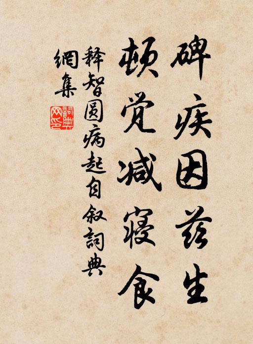 释智圆碑疾因兹生，顿觉减寝食书法作品欣赏