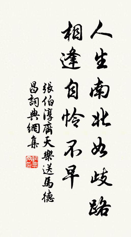 张伯淳人生南北如歧路，相逢自怜不早书法作品欣赏