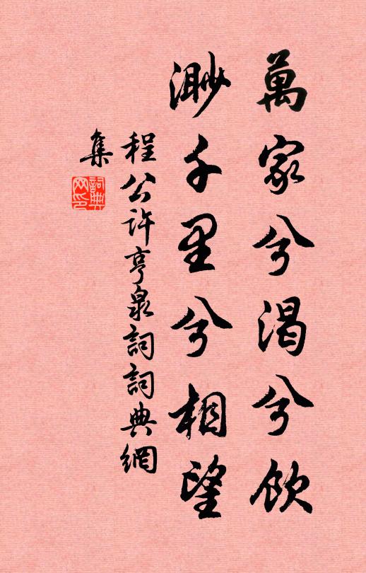 程公许万家兮渴兮饮,渺千里兮相望书法作品欣赏