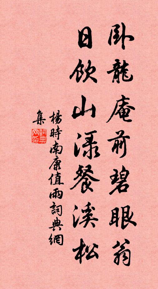 杨时卧龙庵前碧眼翁，日饮山渌餐溪松书法作品欣赏
