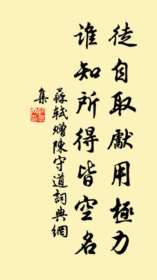 苏轼徒自取先用极力，谁知所得皆空名书法作品欣赏