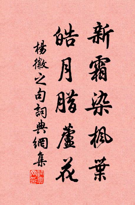 杨徽之新霜染枫叶，皓月腊芦花。书法作品欣赏