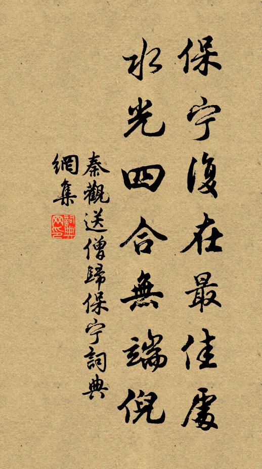 秦观保宁复在最佳处，水光四合无端倪书法作品欣赏
