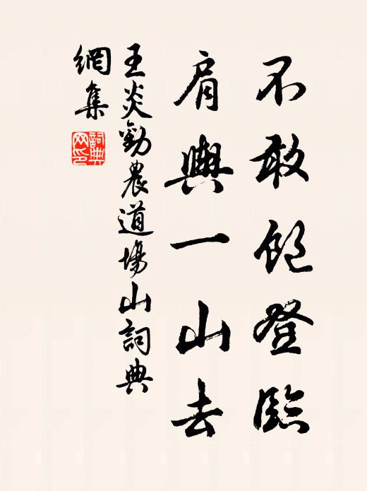 王炎不敢饱登临，肩舆一山去书法作品欣赏