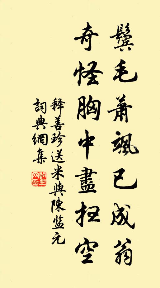释善珍鬓毛萧飒已成翁，奇怪胸中尽扫空书法作品欣赏