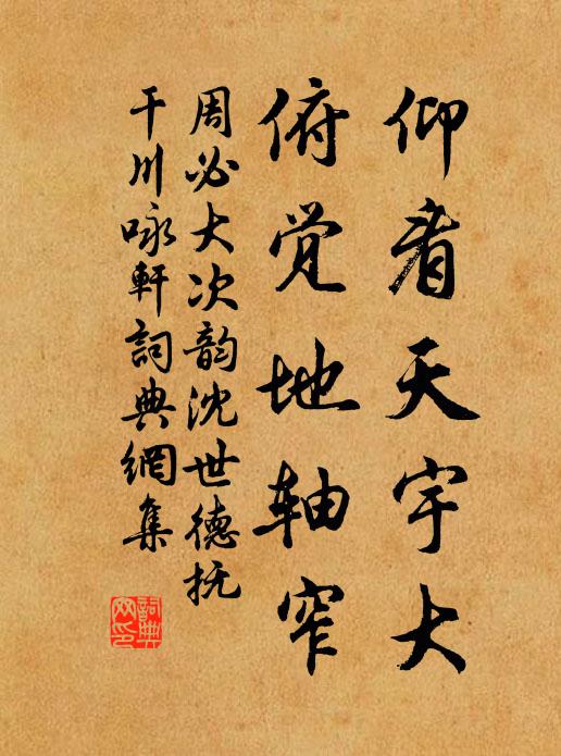 周必大仰看天宇大，俯觉地轴窄书法作品欣赏