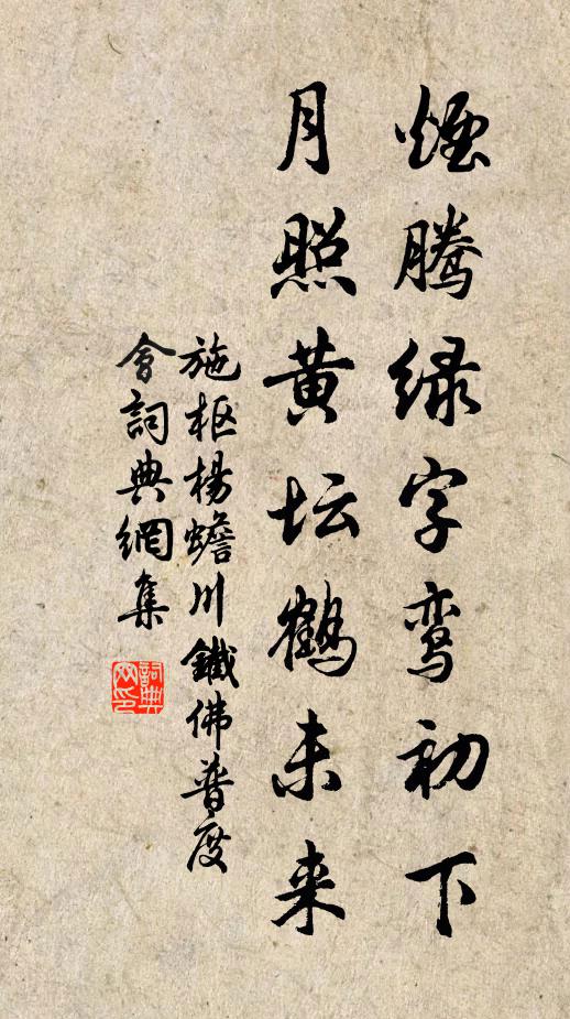 施枢烟腾绿字鸾初下，月照黄坛鹤未来书法作品欣赏