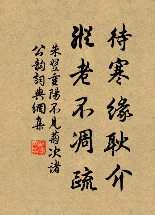 朱翌待寒缘耿介，纵老不凋疏书法作品欣赏