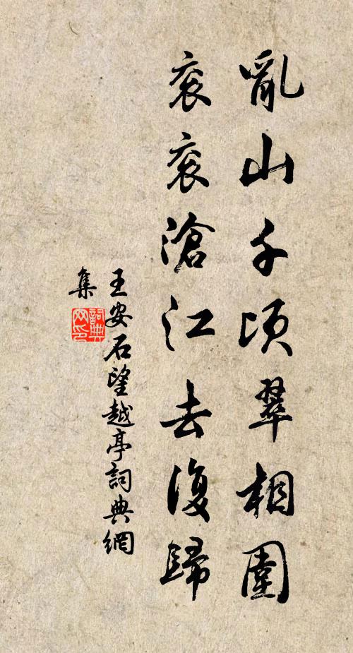 王安石乱山千顷翠相围，衮衮沧江去复归书法作品欣赏