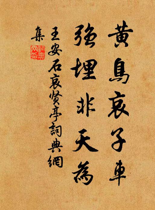 王安石黄鸟哀子车，强埋非天为书法作品欣赏
