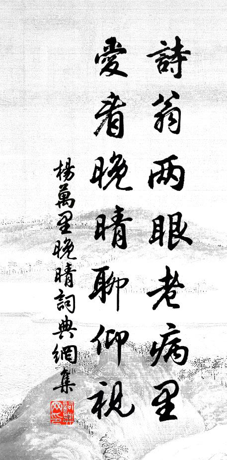 杨万里诗翁两眼老病里，爱看晚晴聊仰视书法作品欣赏