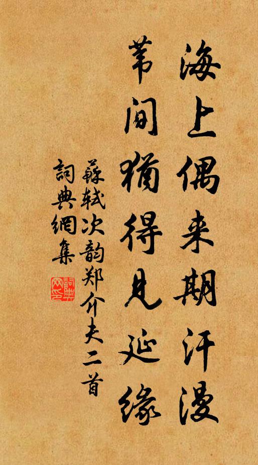 苏轼海上偶来期汗漫，苇间犹得见延缘书法作品欣赏