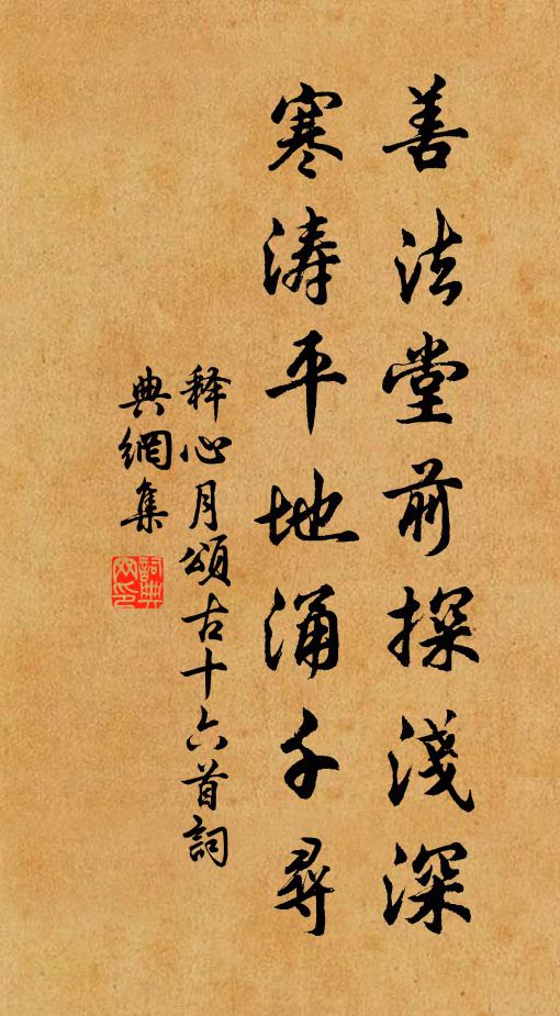 释心月善法堂前探浅深，寒涛平地涌千寻书法作品欣赏