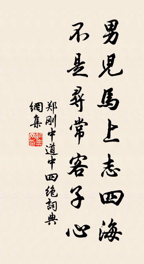 郑刚中男儿马上志四海，不是寻常客子心书法作品欣赏