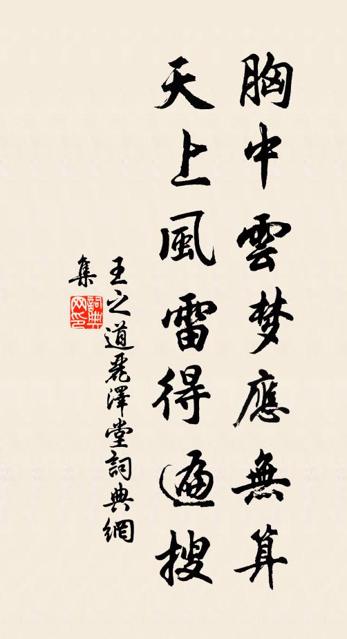 王之道胸中云梦应无算，天上风雷得遍搜书法作品欣赏