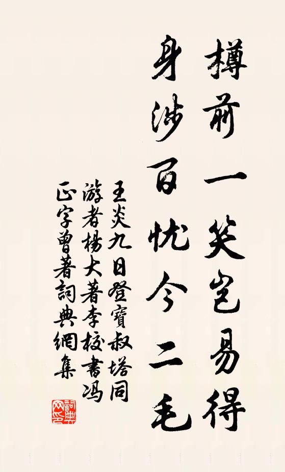 王炎樽前一笑岂易得，身涉百忧今二毛书法作品欣赏